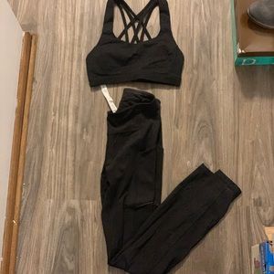 The leggings and the sport bra